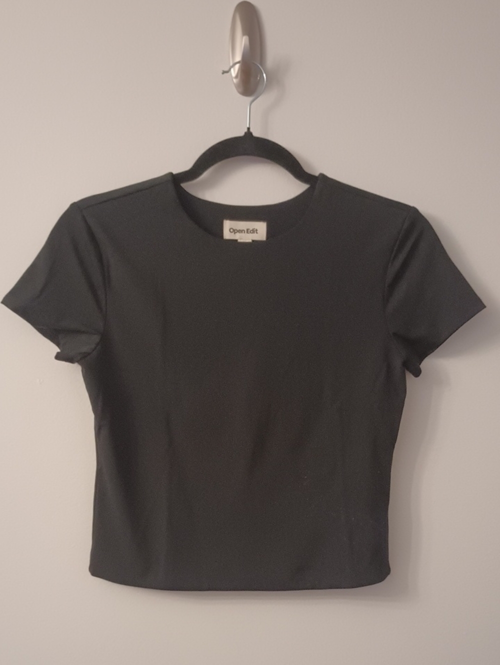 Open Edit Black Stretch T-shirt Medium